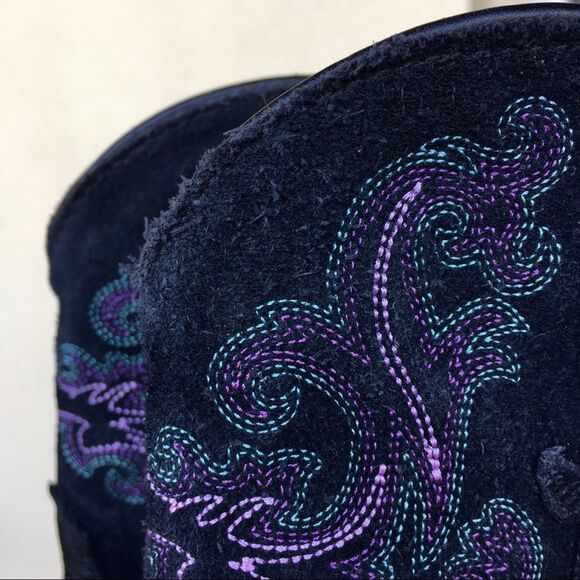 Ariat Black Leather Boots with Purple Stitching - Picture 8 of 16